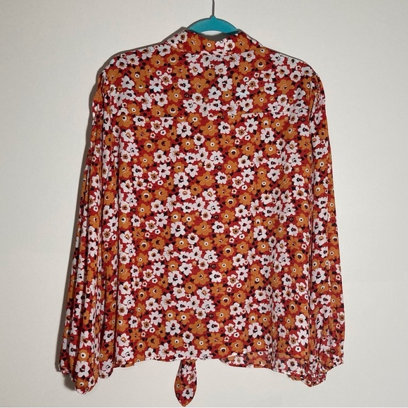 NWT A Love Story Brand Blouse | Puffy Pirate Shirt Sleeves | Vibrant Orange - Picture 2 of 11